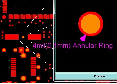 Add 4mil Annular Ring on PCB Via