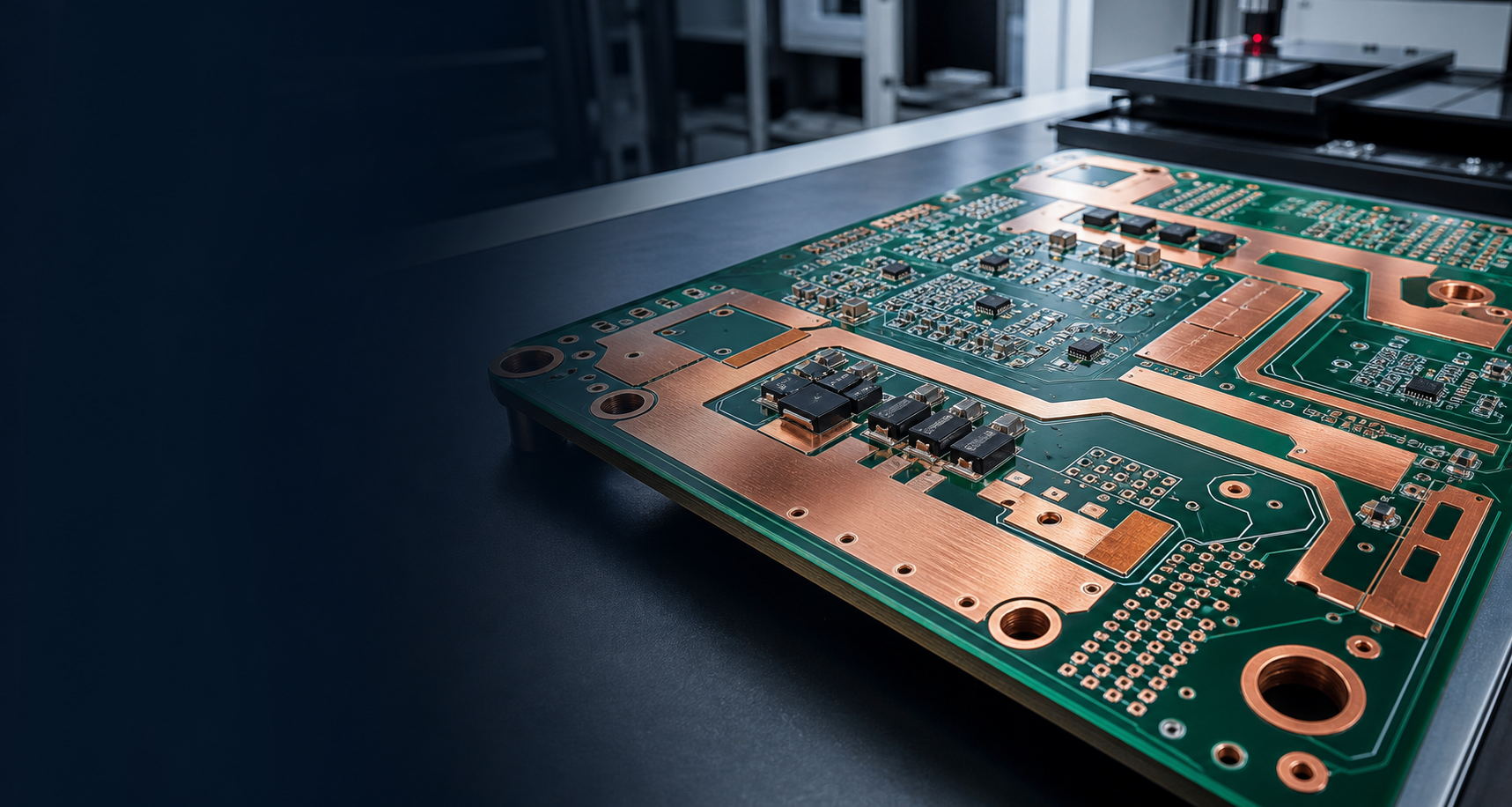 High current PCB with heavy copper power traces