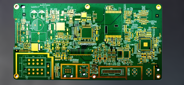 Multilayer PCB prototype showing board layer structure