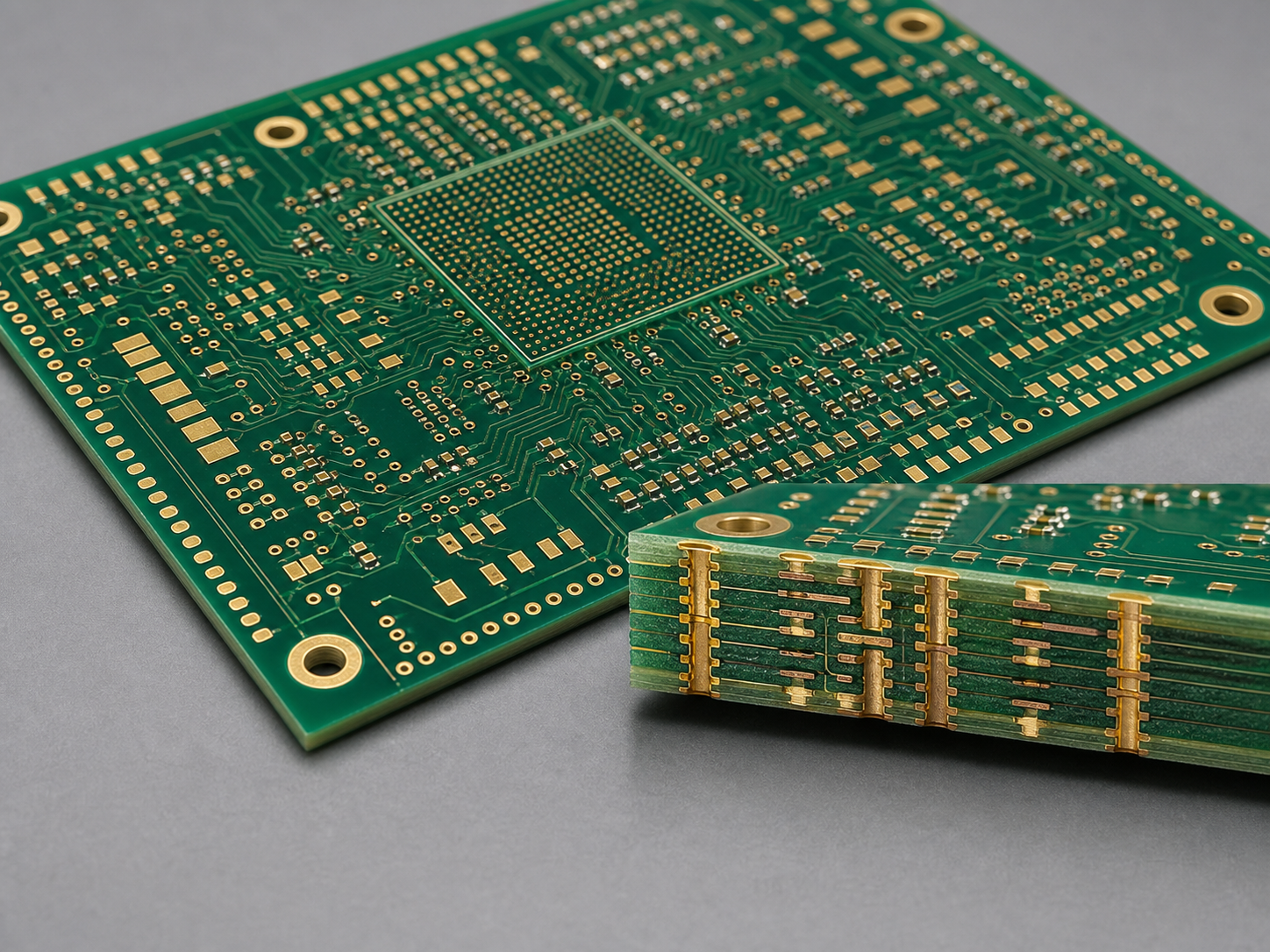 HDI PCB structure with microvias and fine-line routing