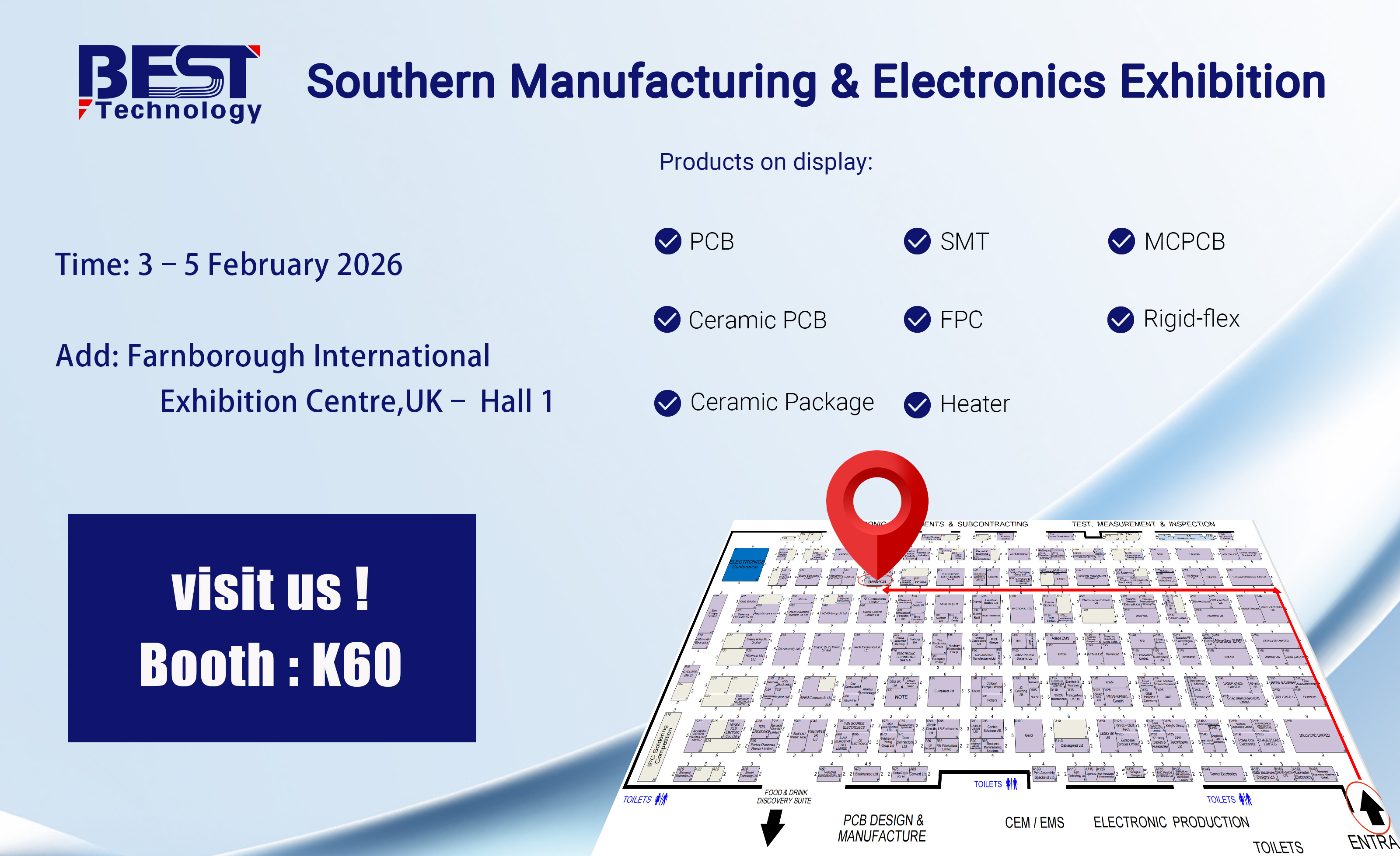 Meet Best Technology at Southern Manufacturing & Electronics 2026 – Booth K60