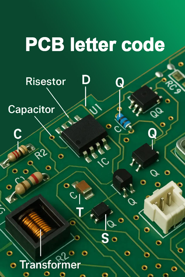 PCB letter codes, PCB code list, PCB components identification, Standard PCB letter codes, Decode PCB letter codes, PCB letter codes for manufacturing