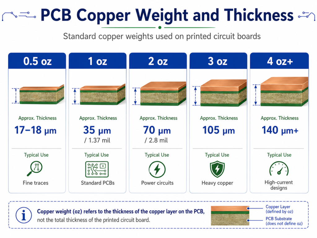What Is the Standard Thickness and Weight of a Copper Layer on a PCB?