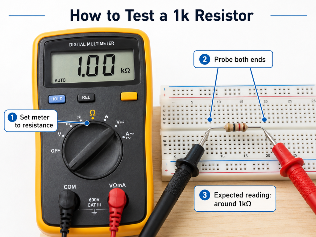 How to Test a 1k Ohm Resistor?