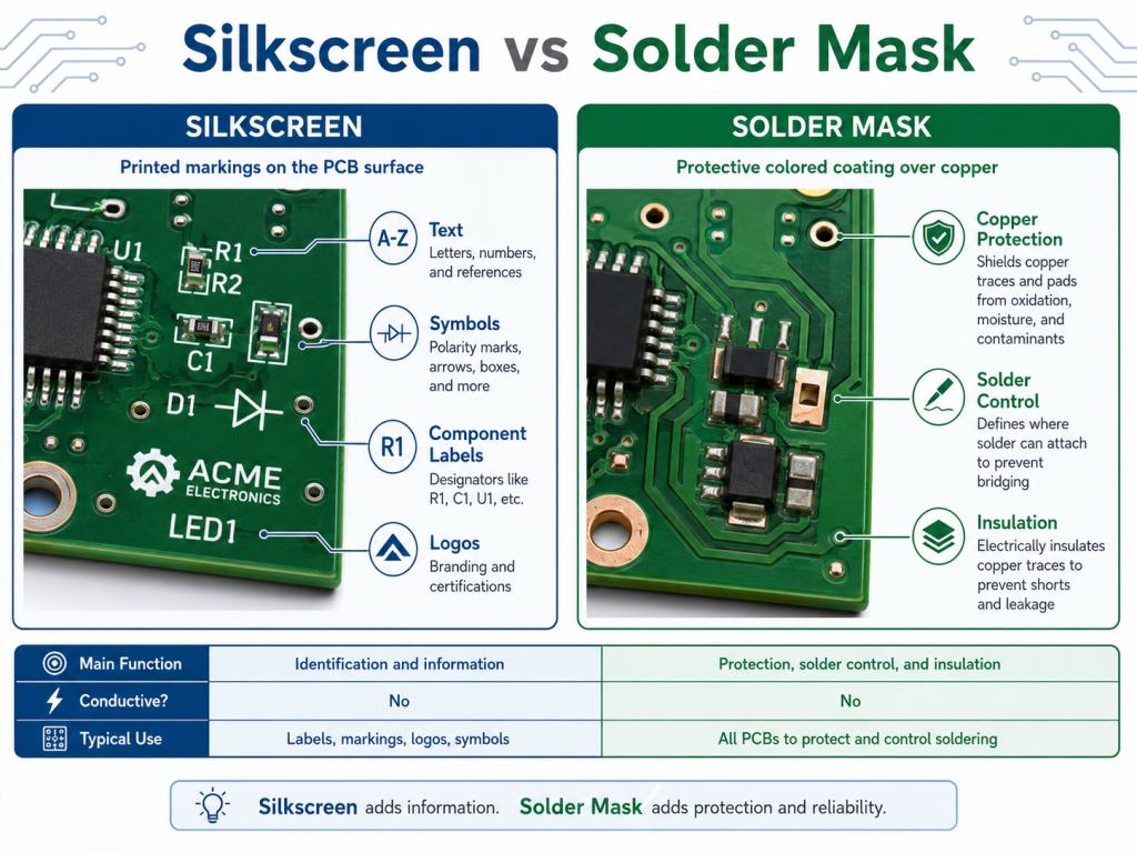 Silkscreen vs Solder Mask