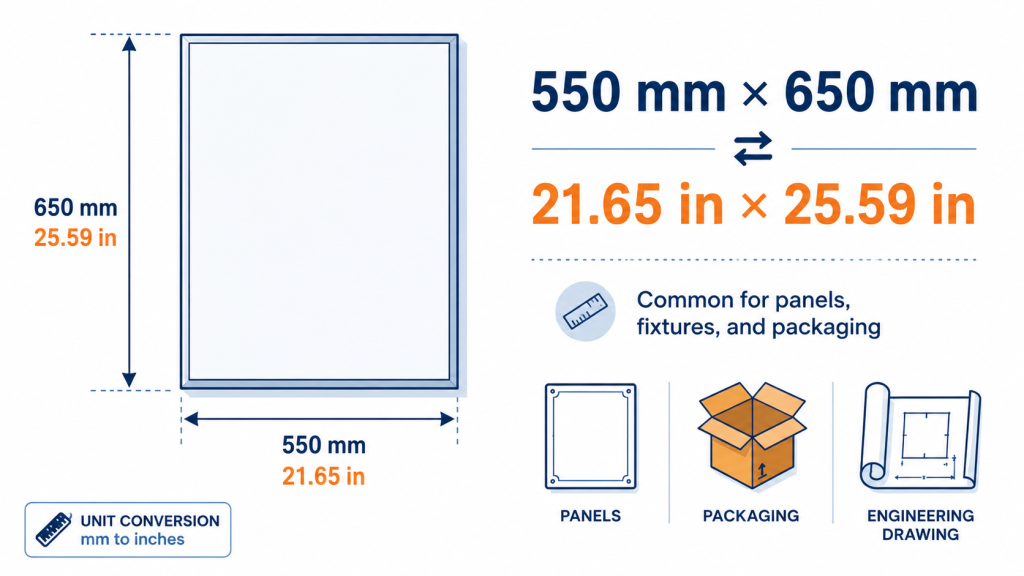 What Is 550mm × 650mm in Inches?