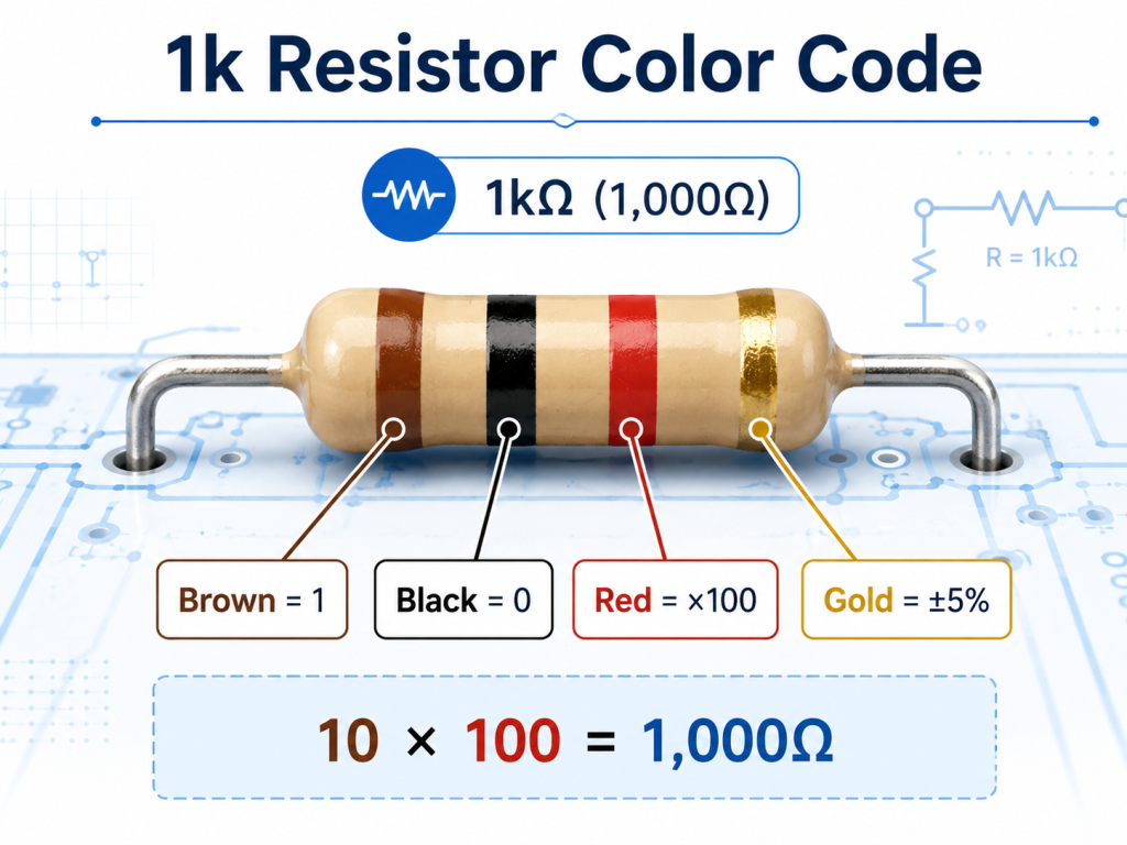 1k Resistor Color Code: How to Identify a 1k Ohm Resistor?