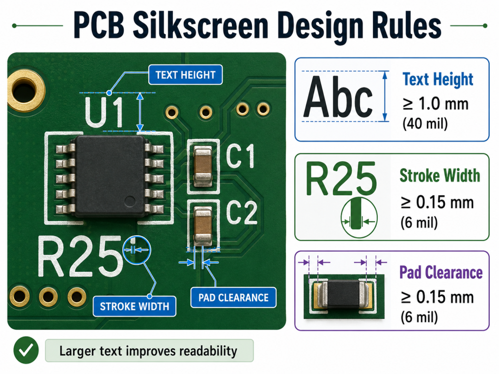 pcb silkscreen design rules
