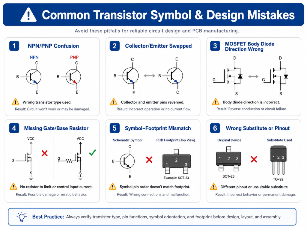 Common Transistor Symbol Mistakes in PCB Design