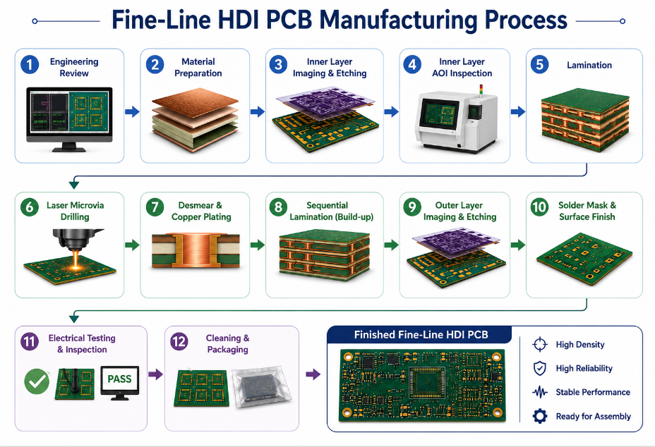Fine-Line HDI PCB Manufacturing Process, https://www.bestpcbs.com/blog/2026/06/fine-line-hdi-pcb/