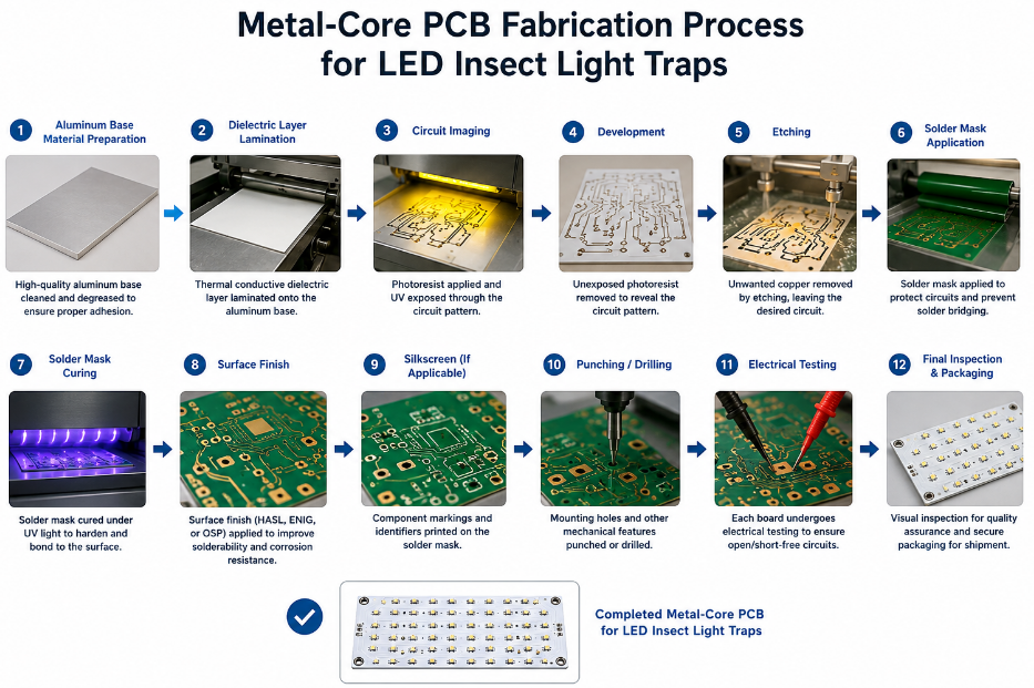 Metal-Core PCB Fabrication Process for LED Insect Light Traps, https://www.bestpcbs.com/blog/2026/06/metal-core-pcb-fabrication/