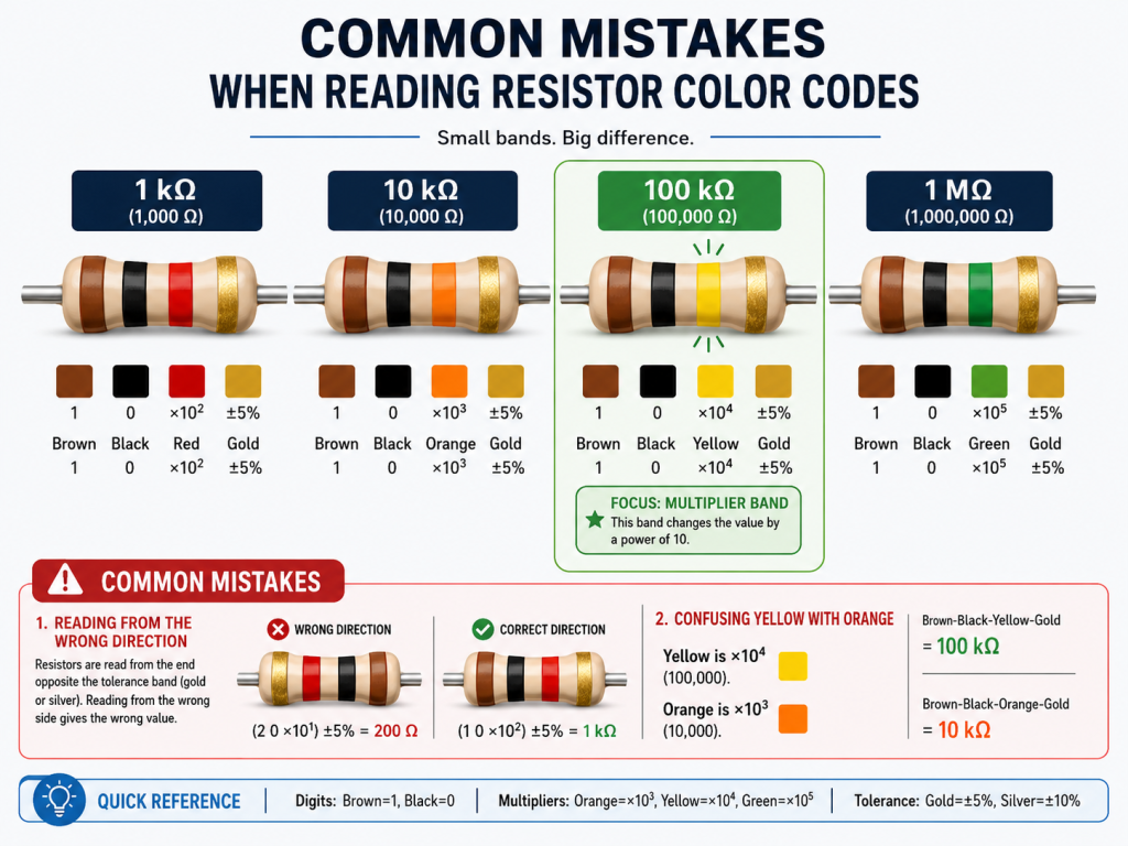 how to reading resistor color codes