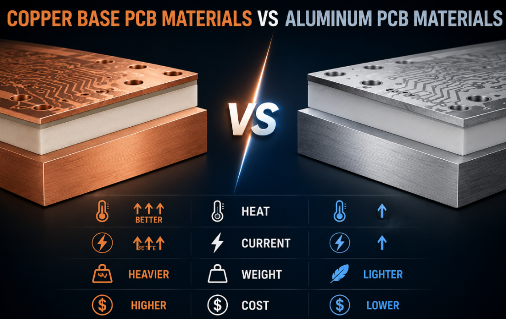 copper base PCB materials vs aluminum PCB materials