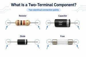 Examples showing that a two-terminal component has two electrical connection points