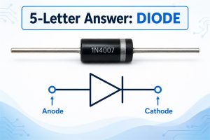 Diode shown as the five-letter answer to the two-terminal electrical component crossword clue