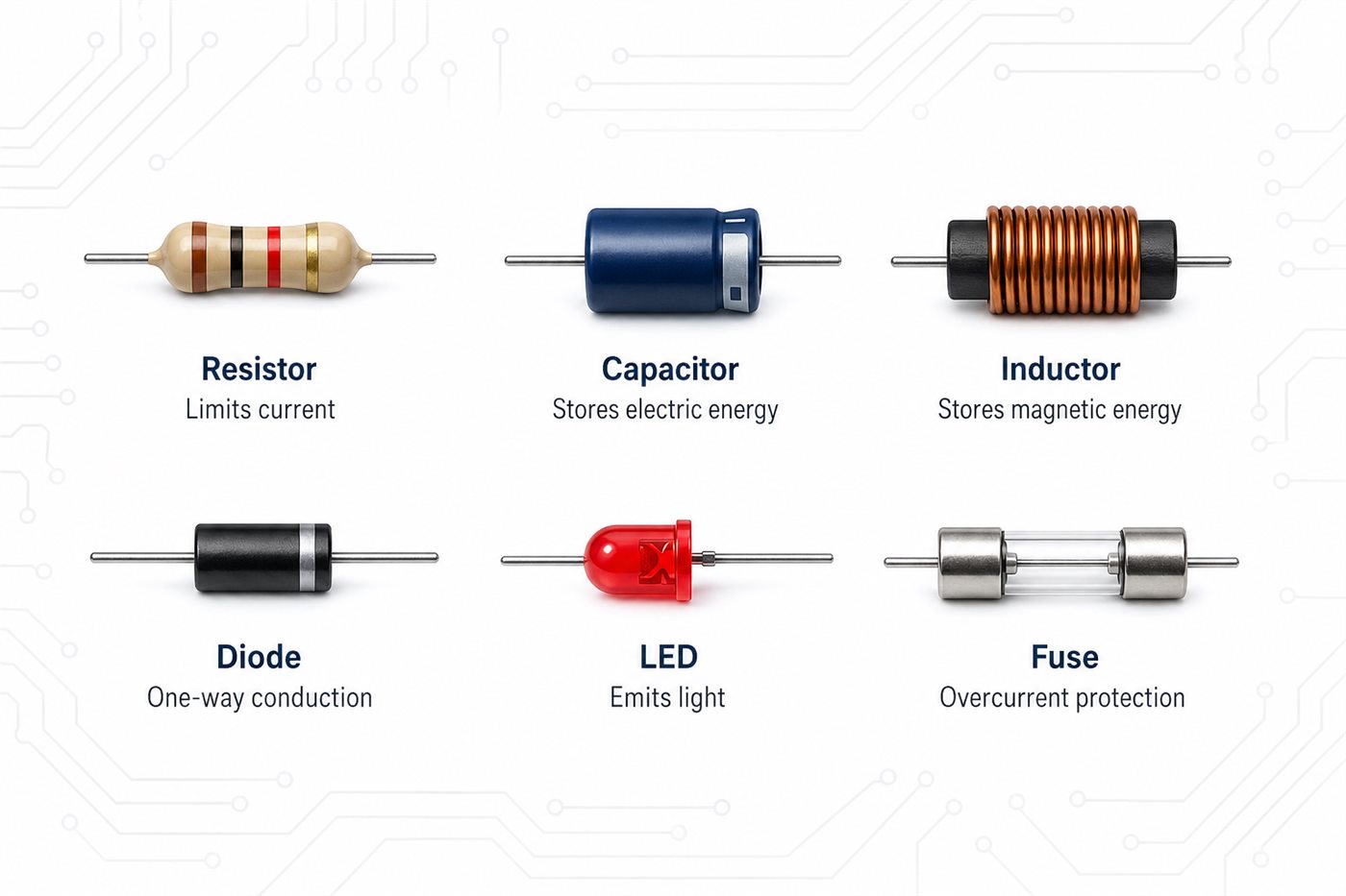 Common two-terminal electrical components and their functions