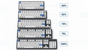 Comparison of 60%, 65%, 75%, TKL, and 100% keyboard layouts