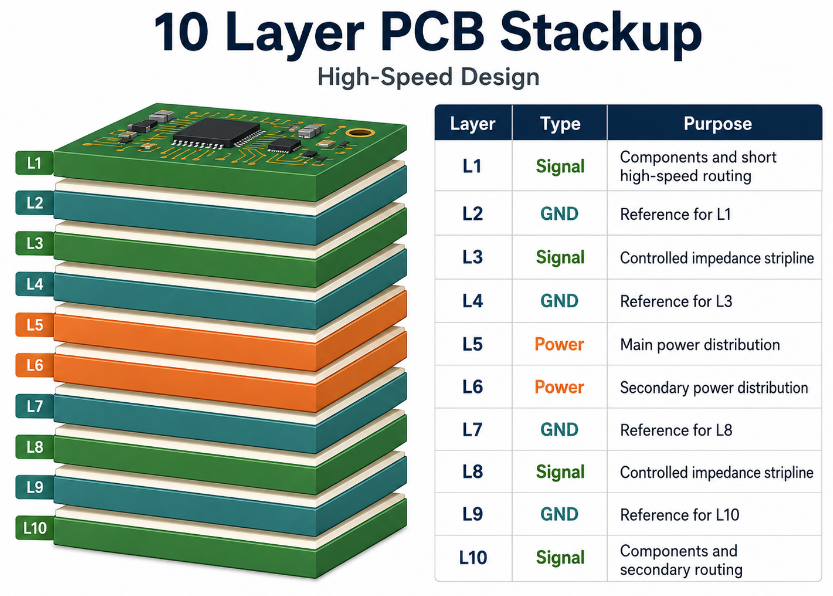10 Layer PCB Stackup, https://www.bestpcbs.com/blog/2026/07/10-layer-pcb-stackup/