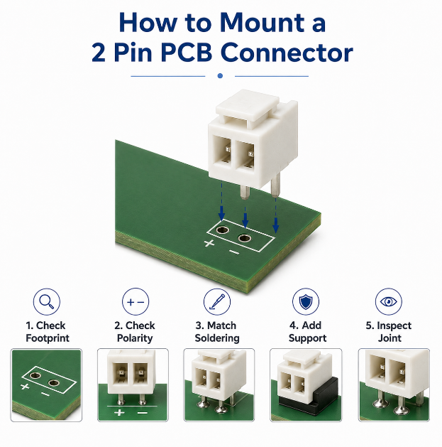 2 pin PCB connector mount, https://www.bestpcbs.com/blog/2026/07/2-pin-pcb-connector/