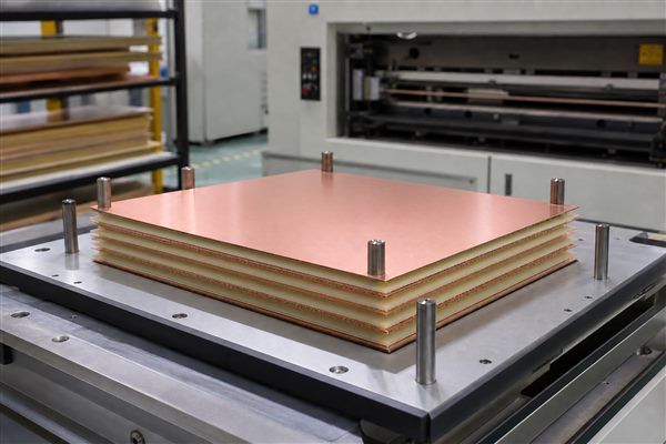 6 layer PCB manufacturing layup with six copper layers before lamination
