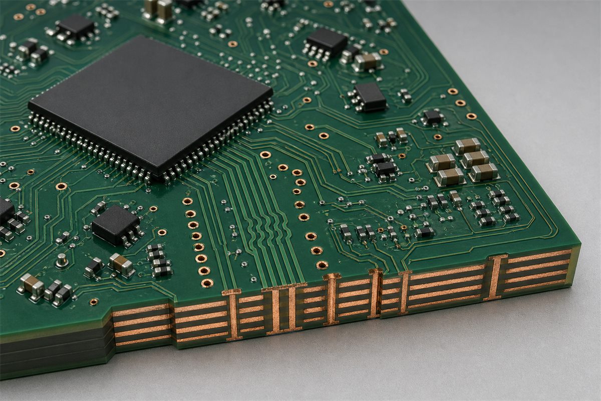 Controlled impedance routing and via transitions on a six-layer PCB