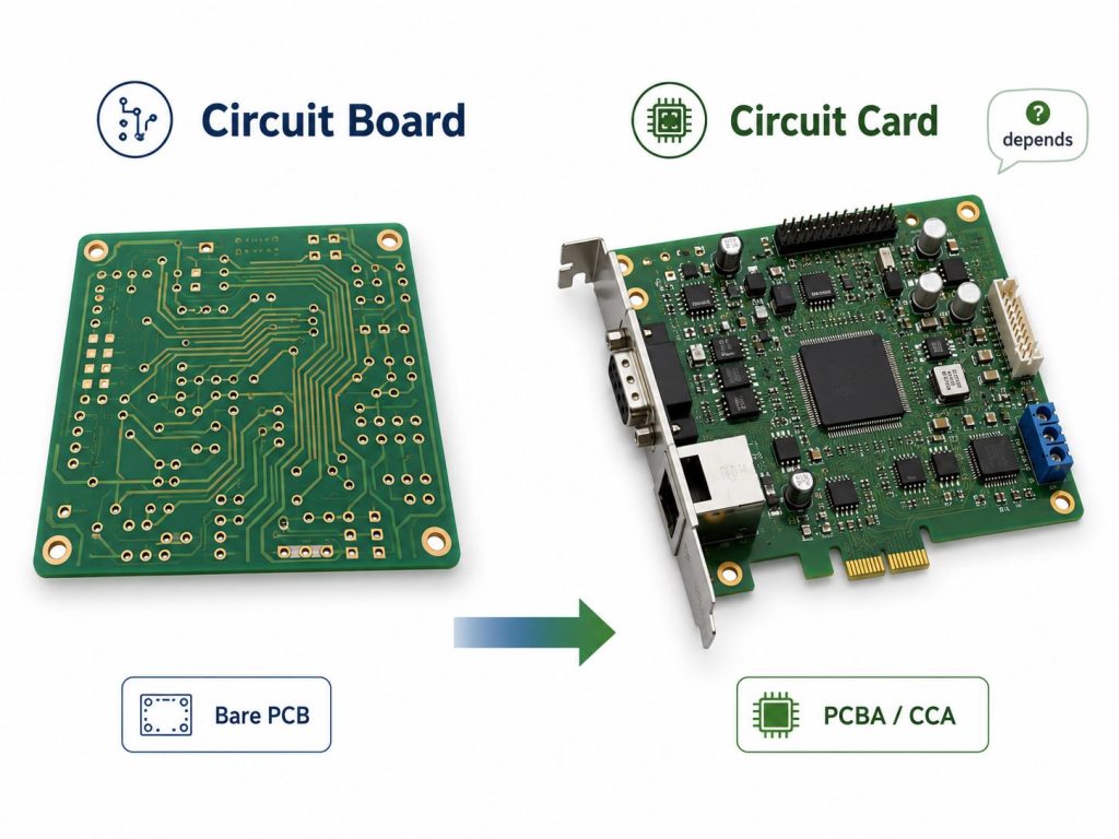 Circuit card vs circuit board