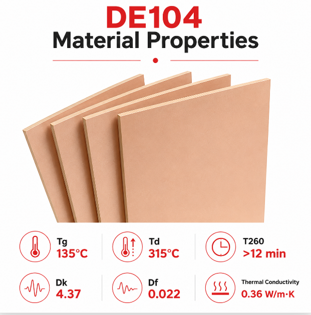 DE104 material properties, https://www.bestpcbs.com/blog/2026/07/de104/