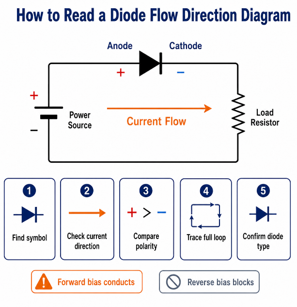 Diode Flow Direction Diagram, https://www.bestpcbs.com/blog/2026/07/diode-direction-flow/
