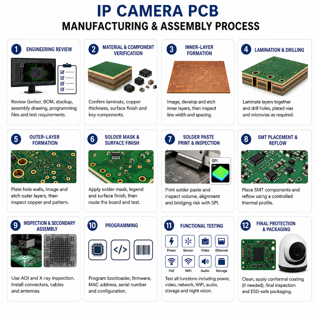 IP Camera PCB Manufacturing and Assembly Process, https://www.bestpcbs.com/blog/2026/07/ip-camera-pcb/