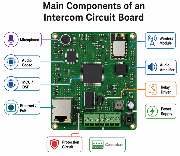 Intercom Circuit Board Components, https://www.bestpcbs.com/blog/2026/07/intercom-circuit-board/