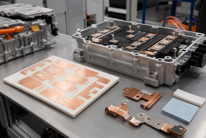 AMB ceramic substrate used inside an automotive power module assembly