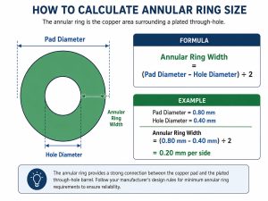 Annular ring calculation formula using pad diameter and hole diameter