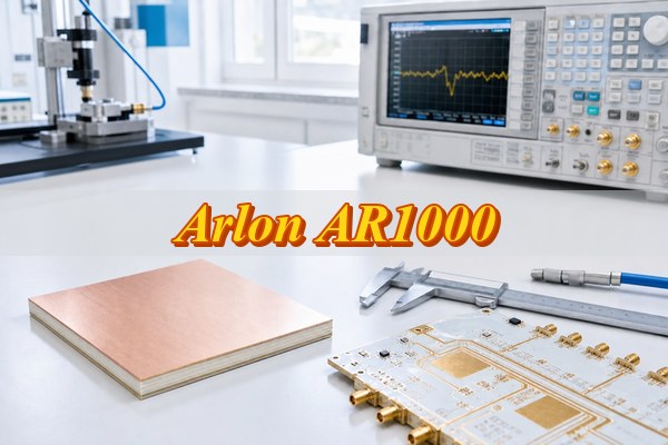Arlon AR1000 PCB material in a bright RF circuit evaluation laboratory