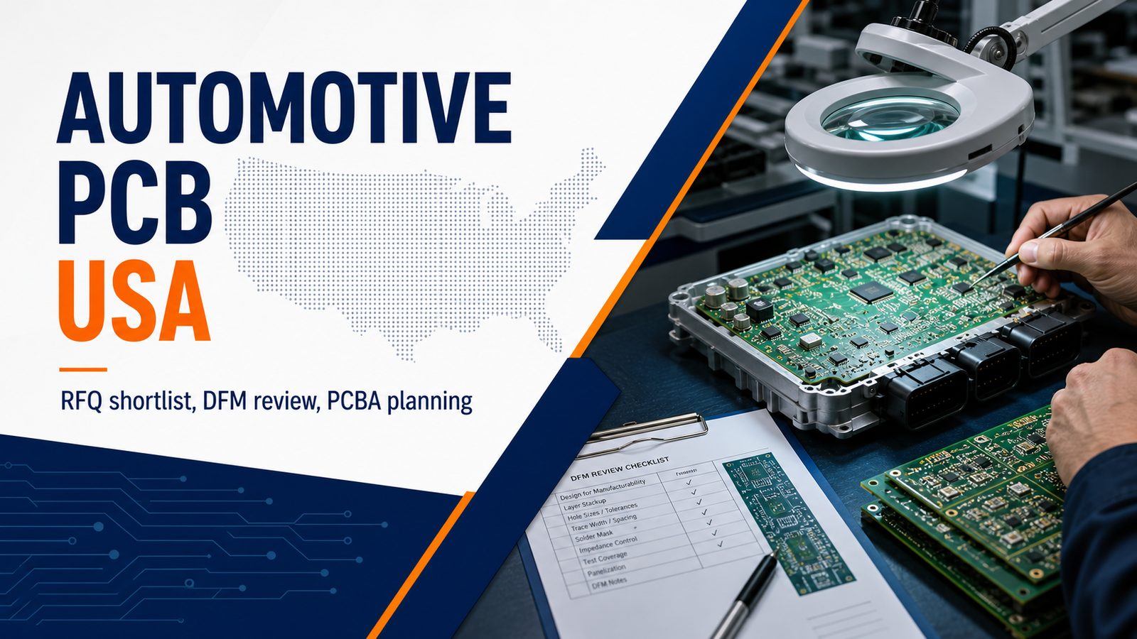 Automotive PCB manufacturer USA RFQ shortlist with DFM review and PCBA planning