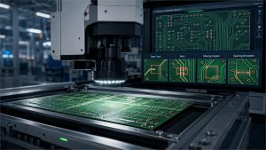 Bare PCB AOI identifying open traces, shorts, missing copper and spacing deviations