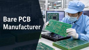 Bare PCB manufacturer inspecting unpopulated printed circuit boards before assembly