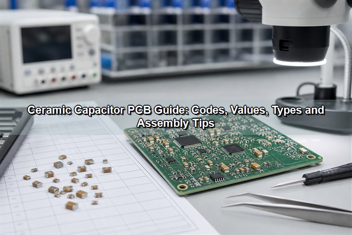 Ceramic capacitor PCB inspection with SMD capacitors on a populated circuit board