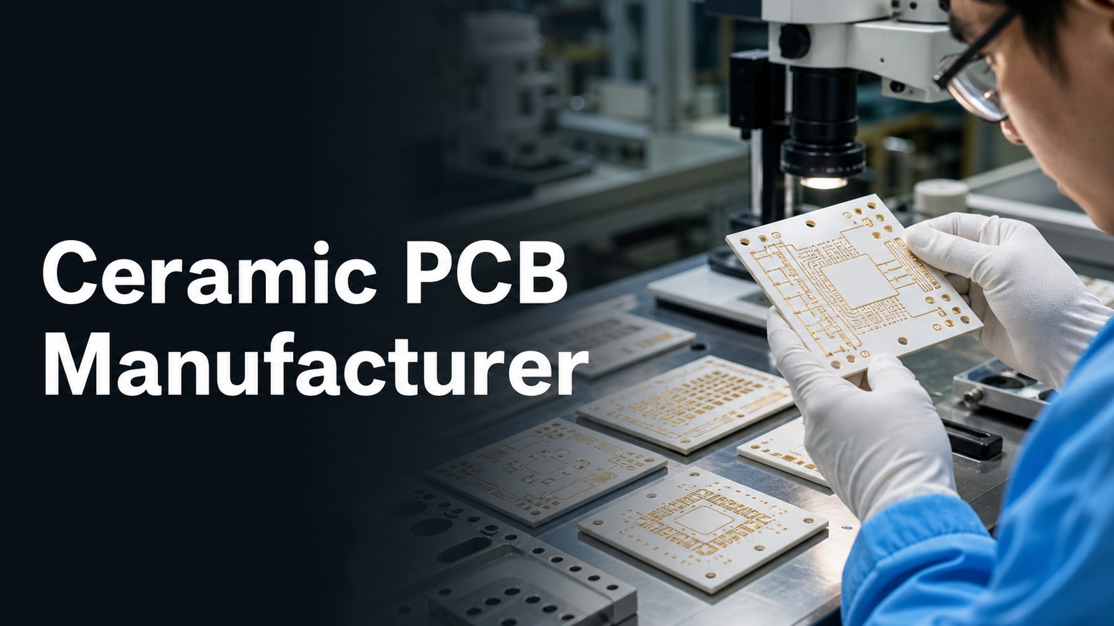 Ceramic PCB manufacturer RFQ guide with ceramic substrates under inspection
