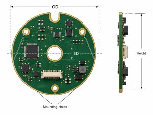 Circular PCB outer diameter, inner diameter, mounting holes, notch, and component height