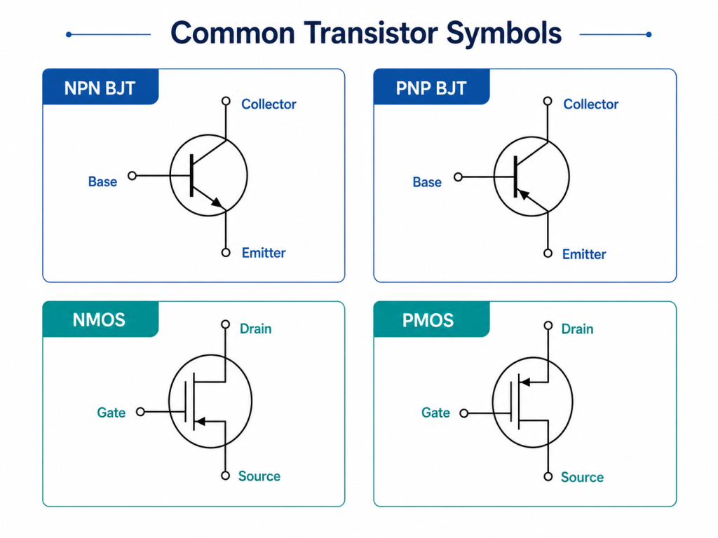 Transistor Symbol, Pinout, Meaning, Types & PCB Use