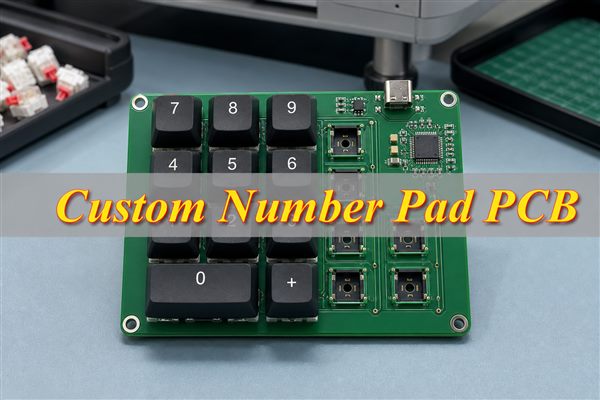 Custom number pad PCB with USB-C connector, hot-swap sockets and assembled components
