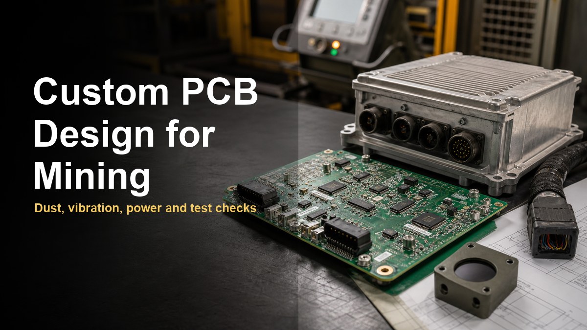 Custom PCB design for mining equipment with rugged enclosure and connector harness