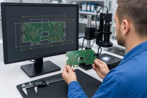 PCB outline holes and cutouts checked against DXF inspection geometry