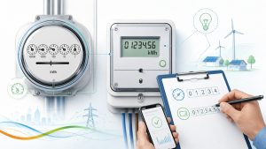 Illustration showing how to read analog and digital electricity meters