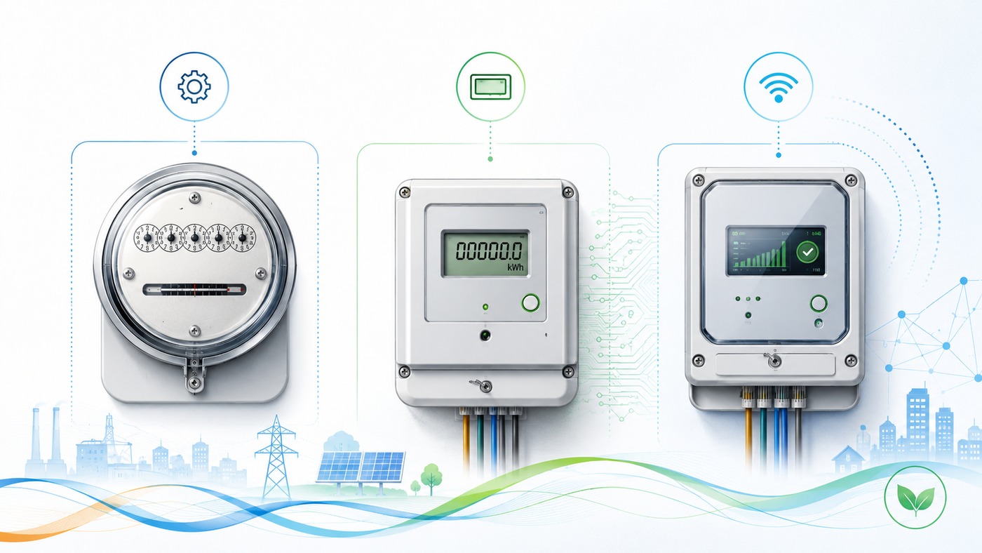 Comparison of analog, digital, and smart electrical meter types