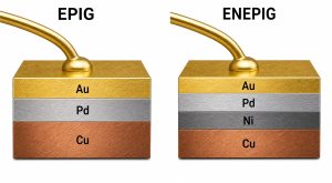 EPIG and ENEPIG layer stack comparison for wire bonding