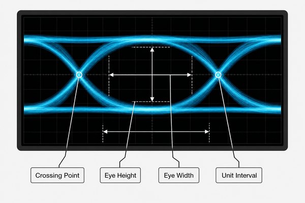 Eye height, eye width, crossing point, and unit interval measurements