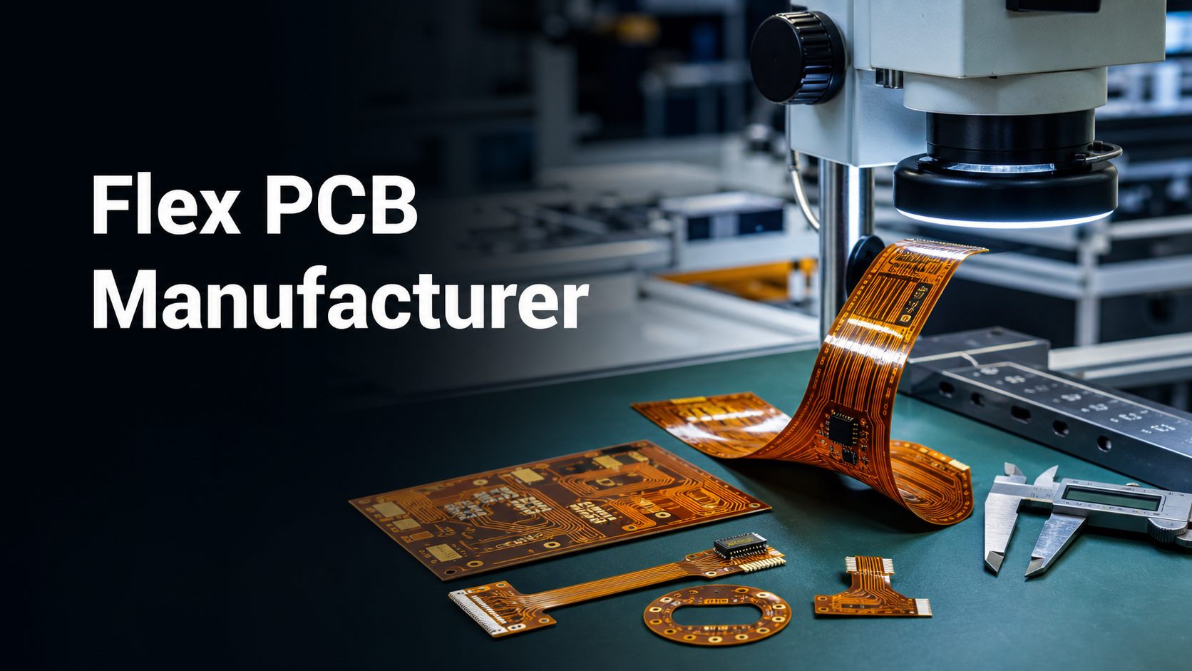 Flex PCB manufacturer inspection of flexible printed circuits under microscope