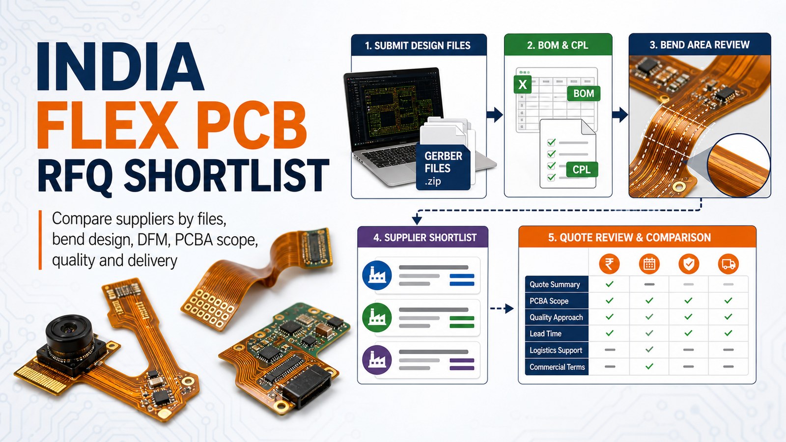 India flex PCB manufacturer RFQ shortlist with bend design DFM PCBA quality and delivery comparison