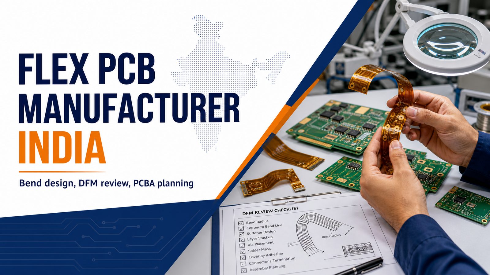 Flex PCB manufacturer India RFQ shortlist with bend design DFM review and PCBA planning